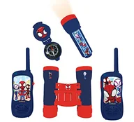 Latarki - Lexibook, Spidey & His Amazing Friends, Kompletny zestaw poszukiwacza przygód dla dzieci, krótkofalówki 120 m, lornetka, latarka, kompas, czerwony/niebieski, RPTW11SP - miniaturka - grafika 1