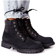 Botki damskie - Damskie Skórzane Trapery Big Star II274446 Czarne - miniaturka - grafika 1