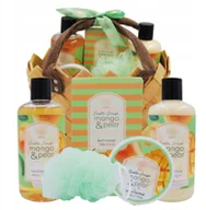 Zestawy kosmetyków damskich - Zestaw Aurora Exotic Crush Mango & Pear Żel pod prysznic 300 ml + Szampon do włosów 300 ml + Stałe mydło 100 g + Balsam 50 ml + Gąbka pod prysznic (5060411613010) - miniaturka - grafika 1