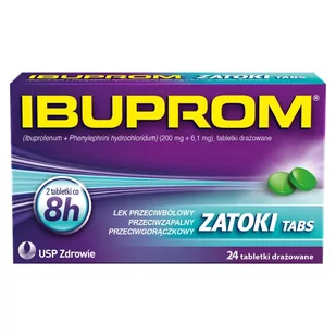 Ibuprom Zatoki Tabs 200 mg + 6,1 mg, 24 tabletki - Przeziębienie i grypa - miniaturka - grafika 1