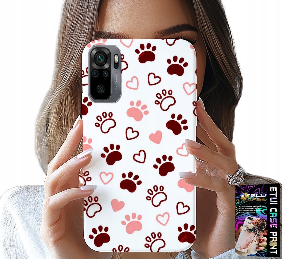 ETUI DO XIAOMI NOTE 10 / 10S - PSIE ŁAPKI NA BIAŁYM TLE, PIES, KOT, MIŚ