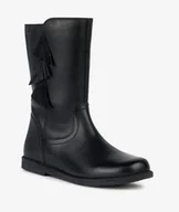 Kozaki damskie - Geox Kozaki Czarne Skórzane Na Zamek Dziewczęce 26 Ż4E - miniaturka - grafika 1