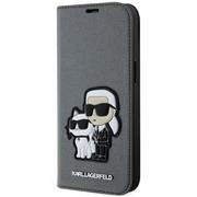 Etui i futerały do telefonów - Karl Lagerfeld KLBKP14SSANKCPG iPhone 14 6.1" bookcase srebrny/silver Saffiano Karl & Choupette - miniaturka - grafika 1