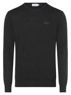 Swetry męskie - Calvin Klein - Sweter męski z dodatkiem jedwabiu, szary - grafika 1