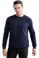 Swetry męskie - DeFacto Męski sweter z długim rękawem - okrągły dekolt bluza męska (granatowa, XXL), grantowy, XXL - miniaturka - grafika 1