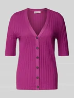 Swetry damskie - Kardigan o kroju slim fit z mieszanki modalu i bawełny - miniaturka - grafika 1