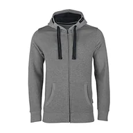 Bluzy męskie - HRM Męska bluza z kapturem, wysokiej jakości męska bluza z kapturem z kontrastową podszewką wewnętrzną i zamkiem błyskawicznym, szary melanż, 5XL - miniaturka - grafika 1
