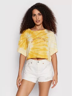Koszulki i topy damskie - Roxy T-Shirt Aloha Day ARJZT06981 Żółty Oversize - grafika 1
