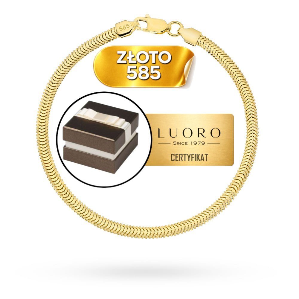 BRANSOLETKA ZŁOTA 585 14K SPLOT ŻMIJKA 3,3 MM 17,5 CM ELEGANCKA KLASYKA