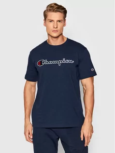 Koszulki męskie - Champion T-Shirt Script Logo 216473 Granatowy Comfort Fit - grafika 1