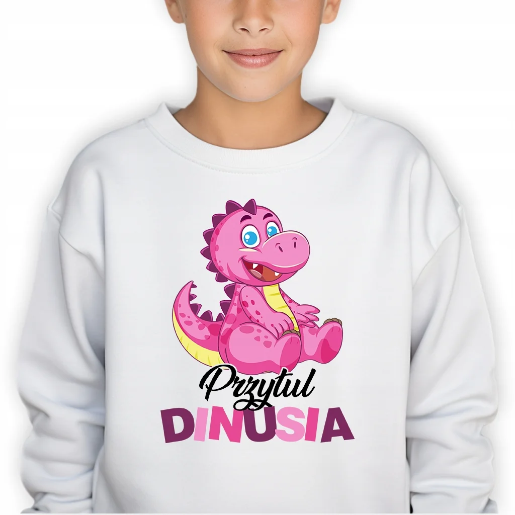 BLUZA DZIECIĘCA BEZ KAPTURA PREZENT NA URODZINY PRZYTUL DINUSIA ROZM 128