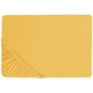 Prześcieradła - Bawełniane prześcieradło z gumką 200 x 200 cm musztardowe JANBU - miniaturka - grafika 1