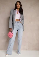 Spodnie damskie - Niebieskie Jeansy z Wiskozą i Bawełną High Waist o Szerokim Kroju Helviola - miniaturka - grafika 1