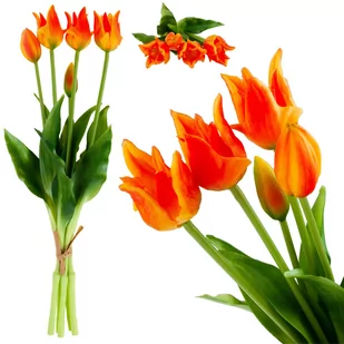 Tulipany Tulipan Papuzie Bukiet Gumowane Jak Żywe - Sztuczne kwiaty - miniaturka - grafika 1