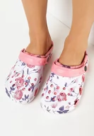 Klapki i japonki damskie - Biało-Różowe Klapki Basenowe w Kwiaty Vendrell - miniaturka - grafika 1