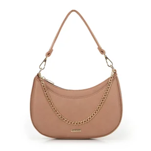 Damska torebka bagietka z łańcuszkiem beżowa - Torebki damskie - miniaturka - grafika 1