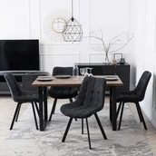 Krzesła - Zestaw 4x Krzesło Tapicerowane do Jadalni RICK 2 Czarne Nowoczesne Loft - miniaturka - grafika 1