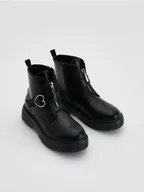 Buty dla dziewczynek - Reserved - Botki z zamkiem na cholewce - czarny - miniaturka - grafika 1