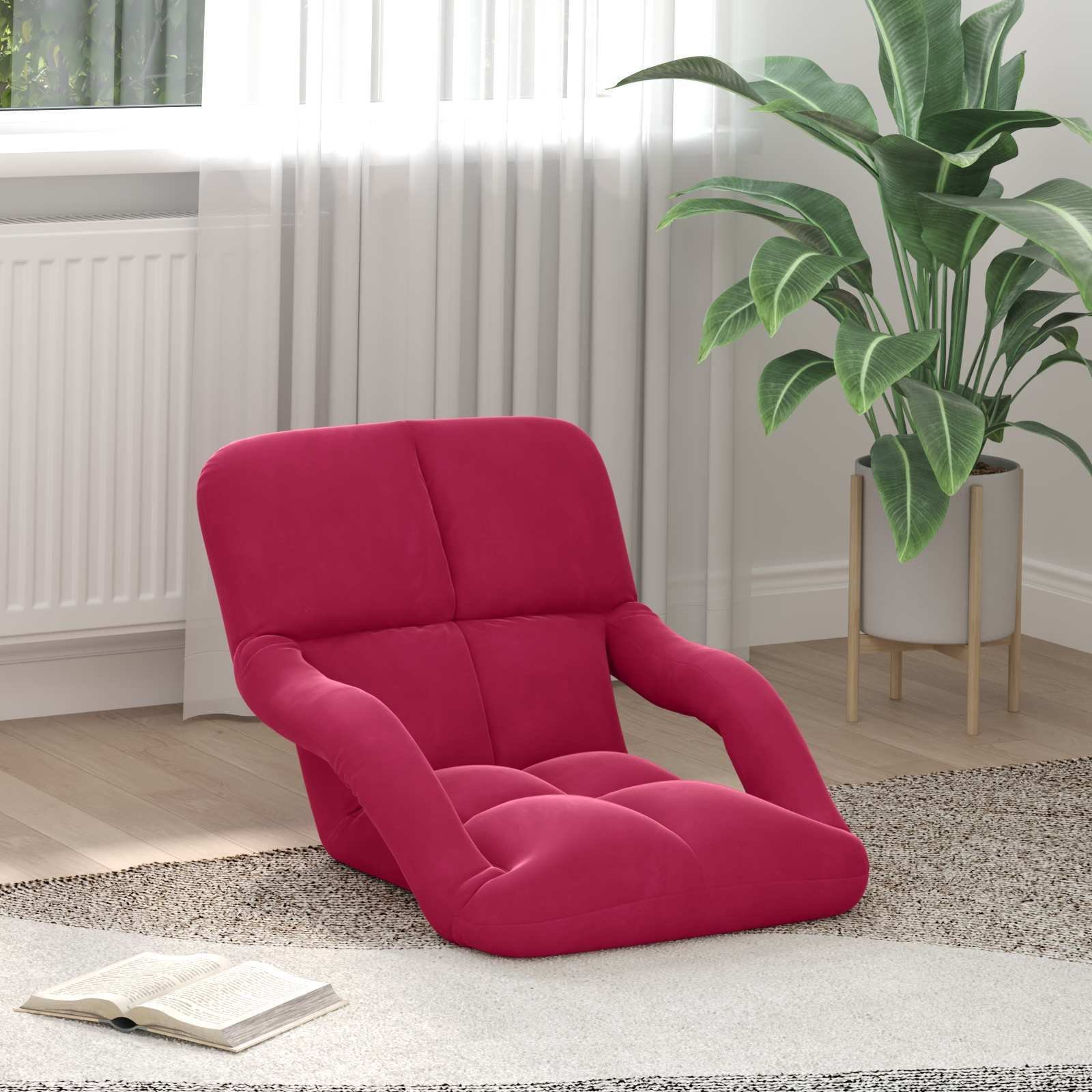 vidaXL vidaXL Krzesło na podłogę Czerwone wino 58 x 62 x 58 cm Aksamit