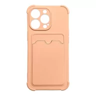 Etui i futerały do telefonów - Card Armor Case etui pokrowiec do iPhone 13 mini portfel na kartę silikonowe pancerne etui Air Bag różowy - miniaturka - grafika 1