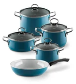 Zestawy garnków i patelni - Riess Zestaw garnków 5-czę$181ciowy turkusowy Aquamarin seria Premium 0558-010 - miniaturka - grafika 1