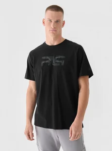 Męski t-shirt z nadrukiem 4F x Robert Lewandowski RL9SAW24TTSHM2189 - czarny - Koszulki sportowe męskie - miniaturka - grafika 1
