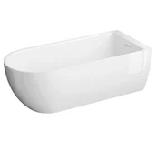 Wanny - Polimat Wanna przyścienna Murena 170x75 cm owalna biały połysk syfon chrom 00739 - miniaturka - grafika 1