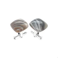 Spinki do mankietów i krawatów - Spinki do mankietów Krzemień Pasiasty (S545) Srebro [925] - miniaturka - grafika 1