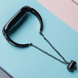 Zamienna metalowa opaska bransoleta łańcuszek pasek do Xiaomi Mi Band 6 / 5 / 4 / 3 czarny - Etui i futerały do telefonów - miniaturka - grafika 5