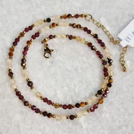 Naszyjniki - Naszyjnik choker cytryn, granat i tygrysie oko kamienie naturalne trendy / StoneLab - miniaturka - grafika 1