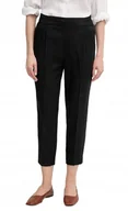 Spodnie damskie - SISLEY CZARNE ELEGANCKIE SPODNIE LEN PROSTE 7/8 38 J7A - miniaturka - grafika 1