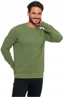 SWETER MĘSKI SWETER BAWEŁNIANY Z DEKOLTEM OKRĄGŁYM ZIELONY BAWEŁNA - S - Swetry męskie - miniaturka - grafika 1