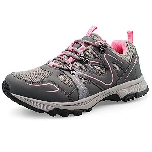 riemot Damskie buty trekkingowe, oddychające, antypoślizgowe buty trekkingowe, lekkie buty outdoorowe, do wędrówek, trekkingu i noszenia na co dzień, różowo-szare, rozm. 42, szary różowy, 42 EU