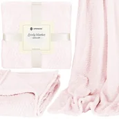 Narzuty - Narzuta na łóżko, pled 70x160 cm blady róż, dwustronny, tłoczony koc na kanapę zygzak HA7117 - miniaturka - grafika 1