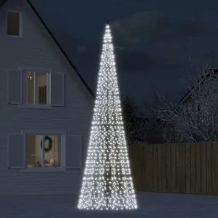 vidaXL Choinka z lampek, na maszt, 1534 zimne białe LED, 500 cm - Oświetlenie świąteczne - miniaturka - grafika 1