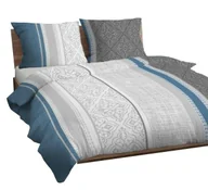 Poszewki na poduszki - Poszewka satynowa 50x60 niebieska szara ornamenty zapinana na suwak KARO Satin - miniaturka - grafika 1