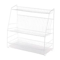 Suszarki do naczyń - Suszarka do naczyń 3-poziomowa 50 cm biała z tacką - miniaturka - grafika 1