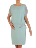 Sukienki - Miętowa sukienka wyjściowa z ozdobnym marszczeniem 26326 - ModBiS - miniaturka - grafika 1