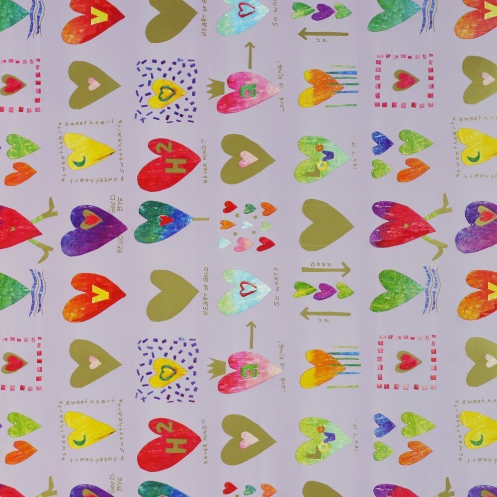 Fastima Papier do pakowania prezentów prezentów 57cmx25m Fiolet/Serca 25mAA