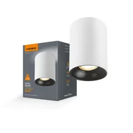 Lampy sufitowe - Reflektor sufitowy spot natynkowy Spotlight okrągły biało-czarny 1xGU10x30W wym: 14 x 9 x 9 cm aluminium Videx - miniaturka - grafika 1