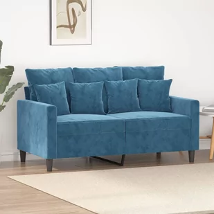 vidaXL Sofa 2-osobowa, niebieski, 120 cm, tapicerowana aksamitem - Sofy i kanapy - miniaturka - grafika 1