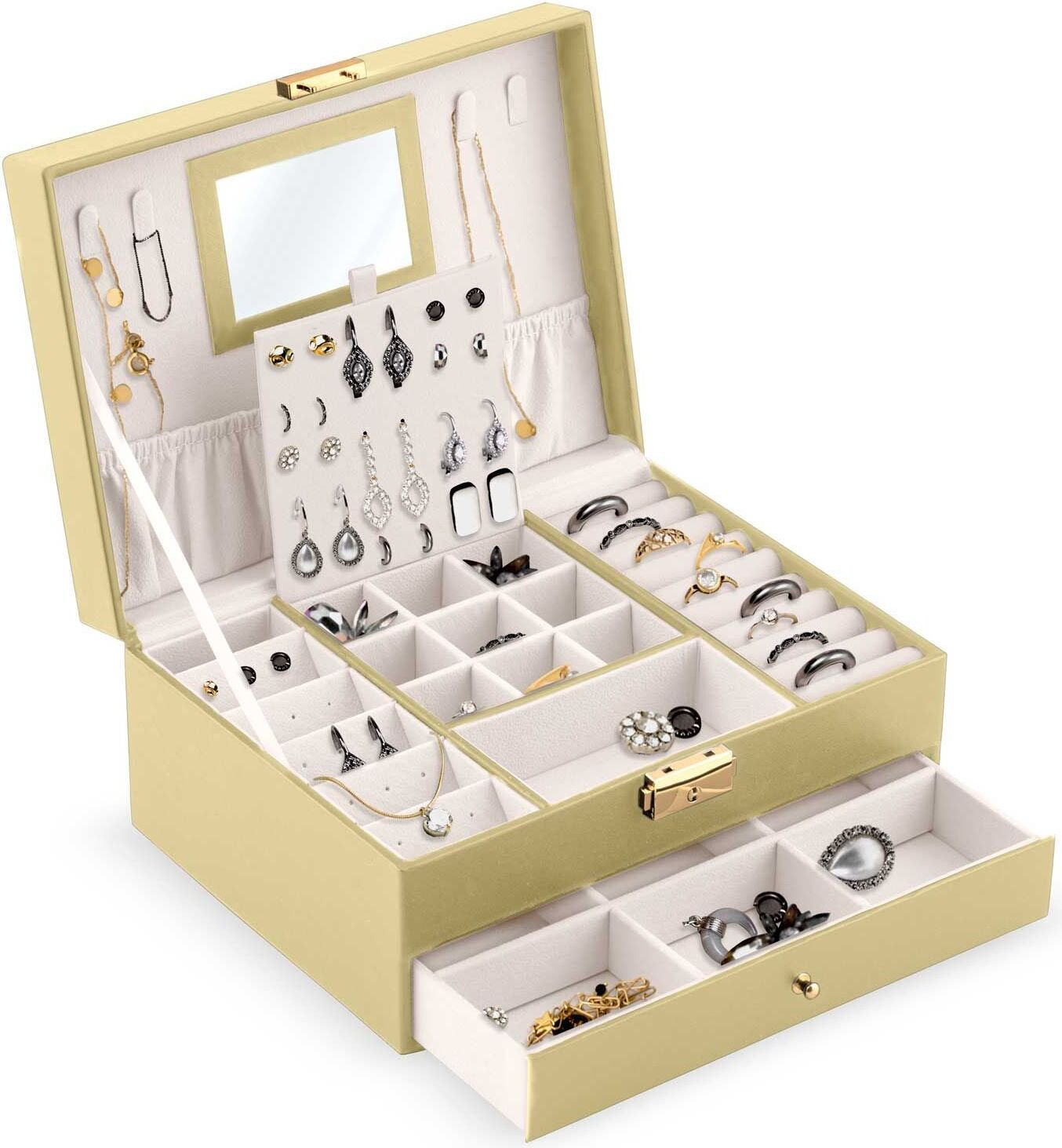 Szkatułka na biżuterię, kuferek, Massido, 23x17x11 cm, złota