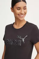 Koszulki sportowe damskie - Puma t-shirt bawełniany damski kolor czarny 681490 - miniaturka - grafika 1