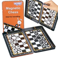 Gry planszowe - WOOPIE IQ Gra Szachy Warcaby Magnetyczne 2w1 Podróżna Kieszonkowa 5 sztuk - miniaturka - grafika 1