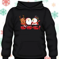 Bluzy męskie - Bluza uniwersalna typu kangurka z kapturem Ho Ho Ho rozmiar 3XL czarna świąteczna renifer - miniaturka - grafika 1