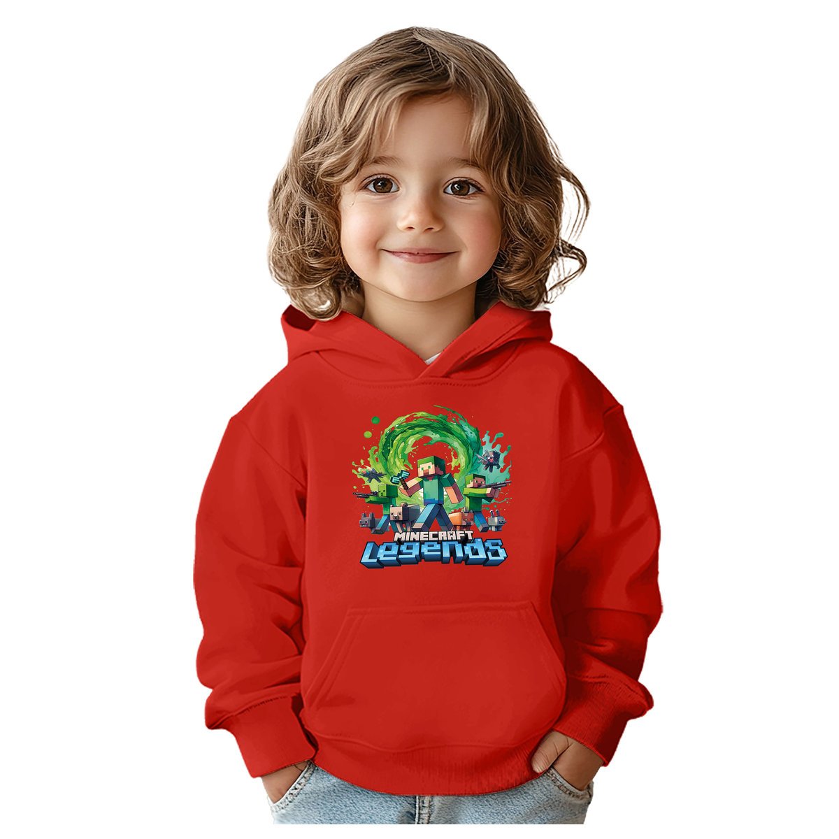 BLUZA DZIECIĘCA MINECRAFT LEGENDS 122-128 Z KAPTUREM BAWEŁNIANA JAKOŚĆ