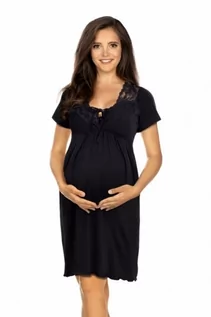 Piżamy ciążowe - Lupoline 3012 czarna koszula nocna - grafika 1