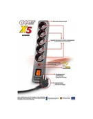 Listwy zasilające - HSK DATA ACAR X5 listwa zasilająca / przeciwprzepięciowa 5 gniazd kolor szary długość 3metry wieczysta gwarancja - miniaturka - grafika 1