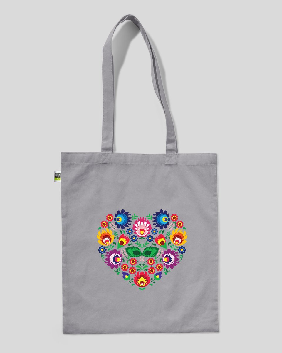 torba bawełniana na prezent na zakupy SERCE ŁOWICKIE Szary