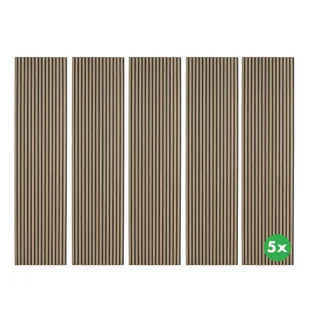 Drewniany panel akustyczny, 2400 x 600 mm, 5 szt, orzech - Inne meble biurowe - miniaturka - grafika 1